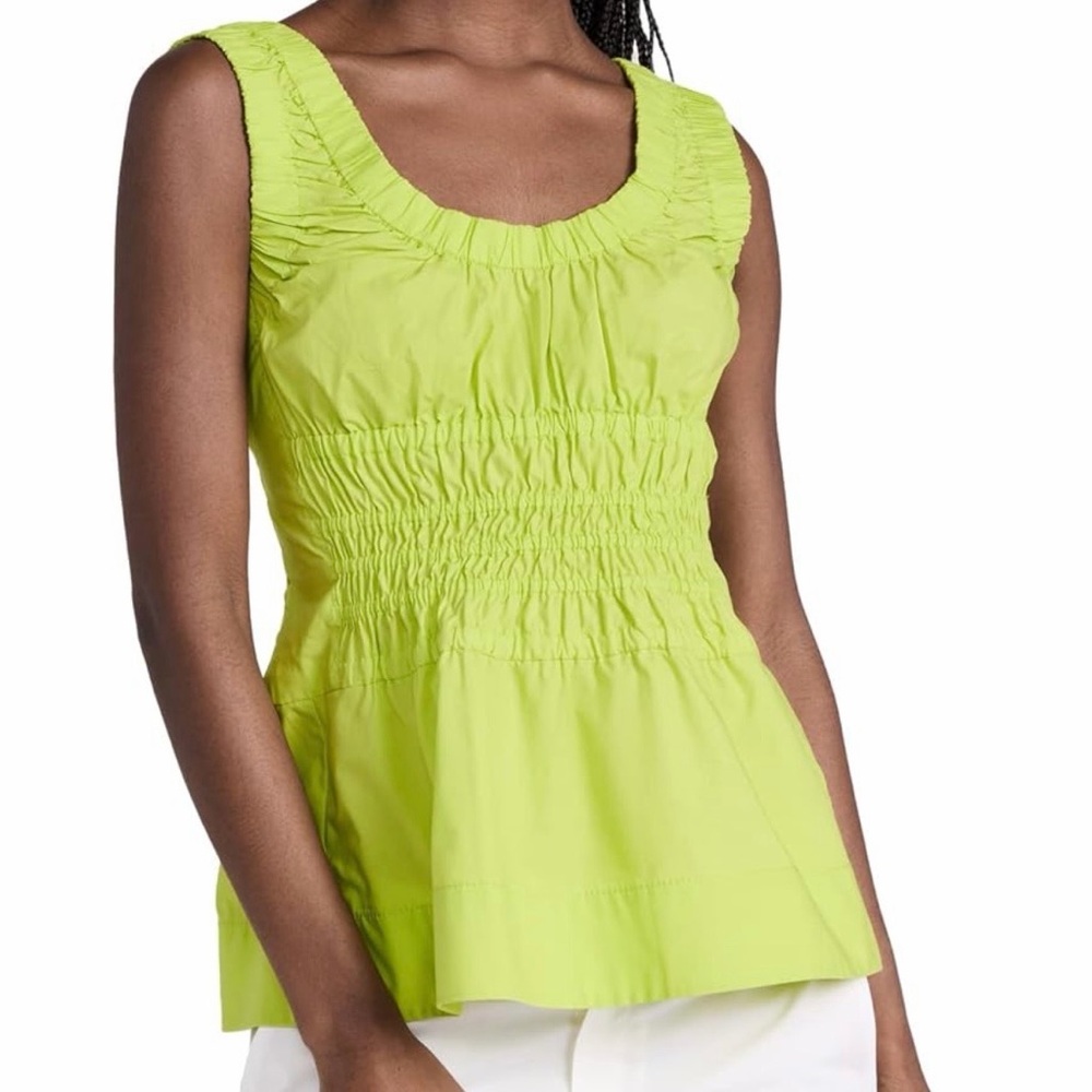 Proenza Schouler White Label Poplin Gathered Tank Top Green Apple - EUC, Size 6 - Picture 16 of 16